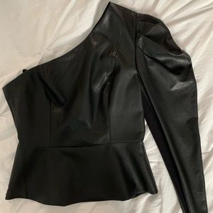 Lilyan Faux-Leather Peplum Top